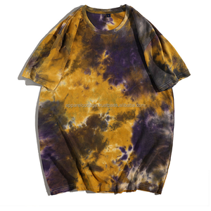 Camiseta unisex de cuello redondo de gran tamaño, ropa multicolor de hip hop con tinte de lazo de arcoíris, de verano, alta calidad - Product Image 6