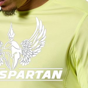 T-shirt de sport pour homme, vert lime clair, col rond, manches courtes, pour entraînement, gym, sport, activewear - Product Image 4