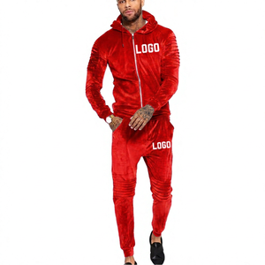 Latest Custom Design Wholesale Winter Sport Running Basketball Hoodie & Pants Suit Windproof Blank <b>Velour</b> Men <b>Tracksuits</b> - Product Image 3