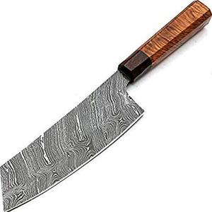 Cuchillo de Chef Personalizado Hecho a Mano Jexmoo con Hoja de Acero de Damasco de 8 Pulgadas, Mango de Madera y Funda de Cuero - Regalo para Chef - Product Image 3