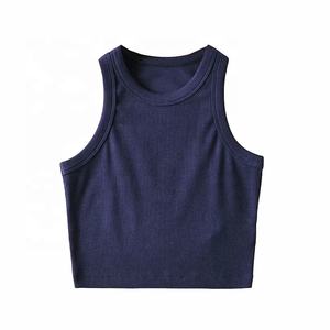 Dernière mode débardeur côtelé sans manches pour femmes haut court toutes couleurs toutes tailles fabrication personnalisée costume de yoga léger - Product Image 1