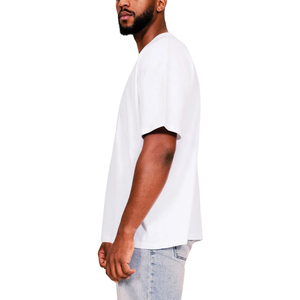 T-shirts pour hommes en coton de haute qualité 260 GSM, coupe ample et courte, épaules tombantes, logo personnalisé. - Product Image 3