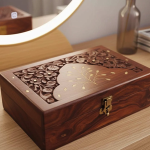Boîte de rangement à bijoux en bois moderne réglable, faite à la main, de qualité supérieure - barkah star, capacité personnalisée, vente en gros - Product Image 5