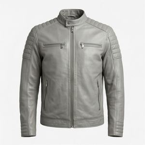 แจ็คเก็ตหนังแท้สำหรับขี่มอเตอร์ไซค์คุณภาพดีที่สุดสำหรับผู้ชาย รุ่นใหม่ล่าสุดสำหรับฤดูหนาว พร้อมแผ่นป้องกันที่ถอดออกได้ สามารถสั่งทำได้ - Product Image 1