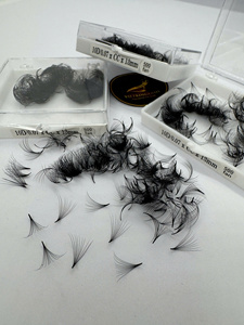 Extensions de cils pré-faits en éventail, fabrication artisanale, 10D 0.07 13mm C/D Curl, base fine foncée, logo personnalisé, vente directe usine, meilleures ventes - Product Image 4