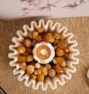 Urli moderne en marbre blanc, forme de fleur festonnée, fait main, pour mariage et réceptions - Product Image 3