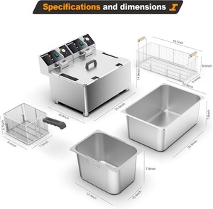 หม้อทอดไฟฟ้าสำหรับไก่งวง หม้อทอดแบบมืออาชีพพร้อมตะกร้าและตัวตั้งเวลา ความจุ 26 ลิตร หม้อทอดแบบลึก ถังคู่ปรับระดับได้ - Product Image 1
