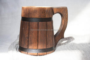 Styliste de haute qualité Viking chope à bière en bois fait à la main chêne brun Design classique lavable au lave-vaisselle poignée Falak World Export - Product Image 2