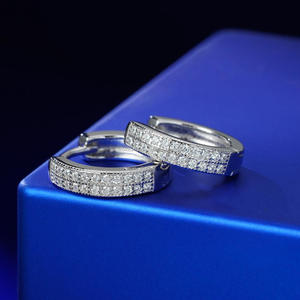 Timeless Moissanite Diamond <b>Hoop</b> Earrings 925 <b>Sterling</b> <b>Silver</b> Elegant Designer Jewelry Gift For Women - Product Image 1