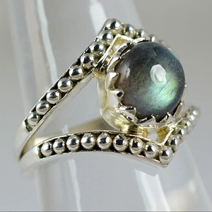 <b>Labradorite</b> <b>Ring</b> 925 Sterling Silver Handmade Boho Statement Promise Jewelry for Women Natural Round Shape Gemstone Jewelry - Product Image 2