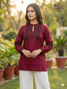 Kurti Moderno de Rayón Pesado para Mujer con Bordado de Hilo, para Uso Casual, Túnica Elegante para Uso Diario y Kurtis Cortos - Product Image 6