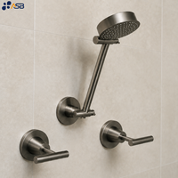 Ensemble de douche mural réglable en chrome sans plomb certifié, avec poignée à levier, jet de pluie, eau chaude et froide