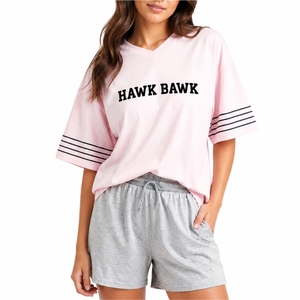 Custom Women's T Shirt And Shorts <b>Set</b> Comfortable Soft Breathable Lightweight Casual Loose Fit Relaxed For Women Wear - Product Image 1