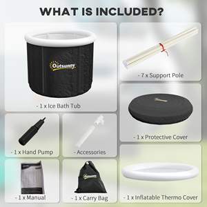 Outsunny 79 Gallon Outdoor <b>Portable</b> Ice <b>Bath</b> Tub with Thermo Lid Cover and Carry Bag for Athletes Recovery - Product Image 6