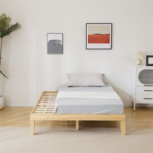 Solid Wood Basic Bed Frame Full Size 197.2*136*30.5cm Natural Color Wooden Bed - Product Image 1