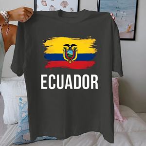 Camiseta de mujer de algodón puro con bandera ecuatoriana y texto ajuste cómodo - Product Image 3