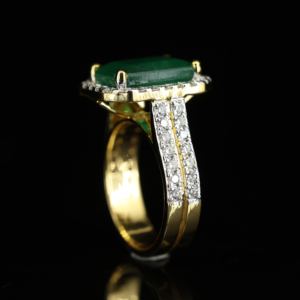Emerald Cut Moissanite <b>Cocktail</b> <b>Ring</b> 18K <b>Gold</b> Pave Setting Women's Luxury Geometric Engagement <b>Ring</b> - Product Image 2