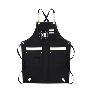 Best Customizable Black Canvas <b>Apron</b> With Adjustable Straps And Multiple Pockets For Barbers And Craftsmen - Product Image 2