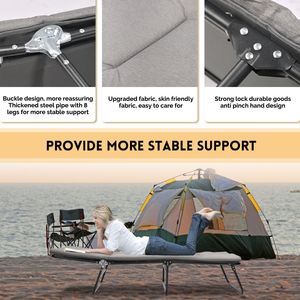 Lit de camping pliable robuste à 5 positions réglables pour adultes, en tissu Oxford 1200D, avec sac de transport, mobilier de camping - Product Image 4