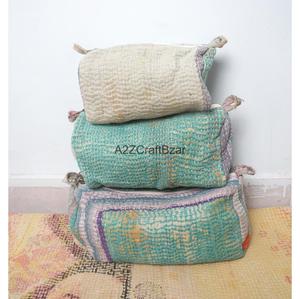 Eco-Friendly Lightweight Multi-Function Daily Use for Bag Cotton Kantha Fabric Tassel Zipper Closure Indian Handmade Cosmetic - Product Image 1