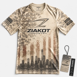 ZIAKOT industry Nouveau design T-shirt de performance camouflage noir-blanc personnalisé pour homme Salute To Service - Product Image 6