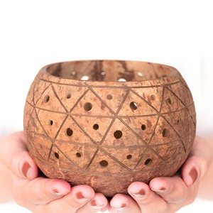 Supports à bougies en coquille de noix de coco, décorations écologiques pour centre de table - Product Image 1