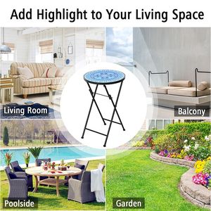 14 Mosaic <b>Side</b> Small Round Bistro <b>Sofa</b> End <b>Table</b> Cast Iron Flower Display Plant Stand <b>for</b> Outdoor Use - Product Image 3