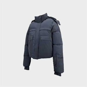 Veste d'hiver pour homme, bleue, en duvet, à capuche réglable, manches longues, chaude, logo personnalisé en usine - Product Image 2
