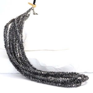 Natural Black Diamond Hand Faceted Chips <b>Beads</b> Strand 3mm 16 Inches Rough Nugget <b>Loose</b> <b>Beads</b> for Fine Jewelry Making - Product Image 2