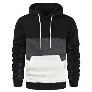 Sudadera con Capucha Premium para Hombre, Color Negro, Carbón y Blanco, con Bloques de Color, Manga Larga, Informal, con Bolsillo Canguro - Product Image 1