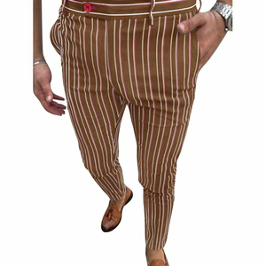 Nuevos Pantalones de Vestir a Rayas para Hombre, Corte Slim Fit, Formales de Negocios, Casuales de Oficina, Diseño Elegante y Moderno, OEM ODM - Product Image 3