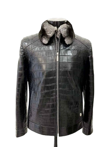 Chaquetas para Hombre, Chaqueta de Cuero con Estampado de Cocodrilo para Hombre, Cuero Vacuno Genuino, Estilo Moderno, Nueva Chaqueta de Cuero al por Mayor para Hombre - Product Image 3