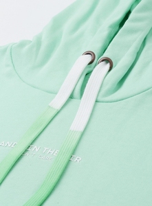 Sweat-shirt à capuche vert menthe pour femme, manches longues, décontracté, en coton tricoté, couleur unie, respirant, pour l'automne - Product Image 5