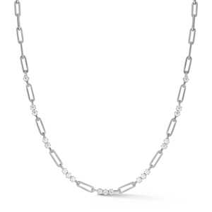 14k 18K <b>Solid</b> Gold Diamond Paperclip Chain <b>Necklace</b> Round Brilliant Cluster Station Link Geometric Layering Choker Luxury Fine - Product Image 3