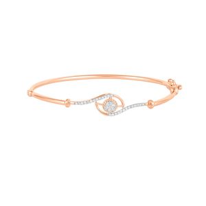 Rose Gold Lab Grown Diamond Wave Line Solitaire Open <b>Bangle</b> <b>Bracelet</b> - Product Image 2