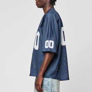 Maillot de football américain streetwear en mesh coupe oversize et carrée, numéro personnalisé, 100% polyester, marque privée pour les marques de mode - Product Image 2