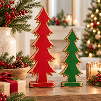 Ensemble de 2 sapins de Noël en bois de qualité supérieure, décoration de table de salon, sapins de Noël festifs, rouge et vert, vente en gros personnalisée