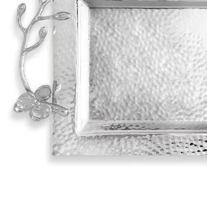 Bandeja rectangular de metal plateado martillado con asas decorativas en forma de rama, bandeja para servir, centro de mesa para decoración de la mesa de comedor de la cocina - Product Image 5