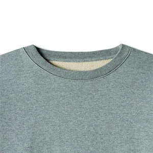 Unisex Oversized Crew Neck Sweatshirt Solid Color Knitted Cotton Casual <b>Pullover</b> Autumn Regular Length - Product Image 4