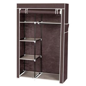 Armadio Pieghevole in Plastica Marrone Scuro con Ripiani per Camera da Letto e Soggiorno - Product Image 3