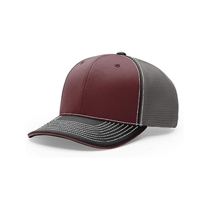 Casquette trucker 6 panneaux marron et gris avec dos en maille, ajustée, style décontracté unisexe, pour le printemps et l'été - Product Image 1