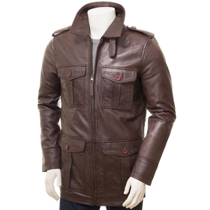 Wholesale <b>Men</b>’s <b>Plus</b> <b>Size</b> Leather Motorcycle <b>Jacket</b> – Mid-Length Stand Collar Winter Custom OEM ODM - Product Image 6
