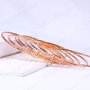 Wholesale Minimalist Stackable <b>Bangles</b> Hammered Texture Rose Gold Plated Metal <b>Bracelets</b> Fashion Jewelry for Women Bulk Supply - Product Image 6