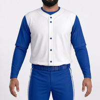 Ensemble uniforme de baseball pour homme : maillot et pantalon en jersey uni, manches courtes, col en V, fermeture boutonnée, respirant, antibactérien, en polyester, coupe ajustée, toutes tailles