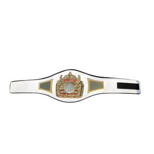 Ceinture de championnat Gold Crown avec accents de pierres rouges et plaques personnalisables – Ceinture de titre sportif haut de gamme – Édition Champion du Monde - Product Image 1