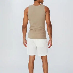 Camiseta sin mangas acanalada personalizada para hombre con bordado en el cuello, chaleco básico, camiseta interior de algodón, ropa deportiva informal, transpirable y de secado rápido. - Product Image 4
