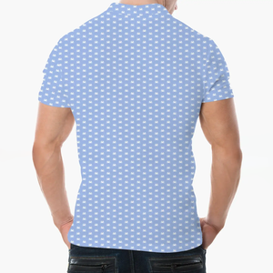 Polo de Manga Corta Azul Claro para Hombre con Diseño de Puntos, Corte Regular, Estilo Casual, 100% Algodón Popelina, Tejido Transpirable - Product Image 3