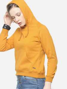 Sudadera con Capucha Impermeable para Mujer, Color Amarillo Mostaza, Estampado Personalizado, Forro Polar Suave, Manga Larga, Bolsillo Tipo Canguro, Informal para Uso Diario - Product Image 3