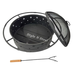 Brasero moderne en fer avec peinture résistante à la chaleur, design autoportant, chauffage extérieur au charbon/bois - Product Image 4