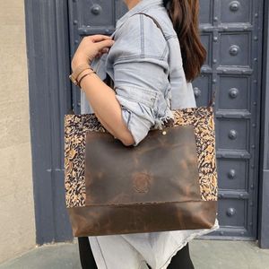 Vintage Floral Canvas Tote Bag Retro Shoulder Handbag Zipper Closure Large Capacity for Travel Shopping - Product Image 3